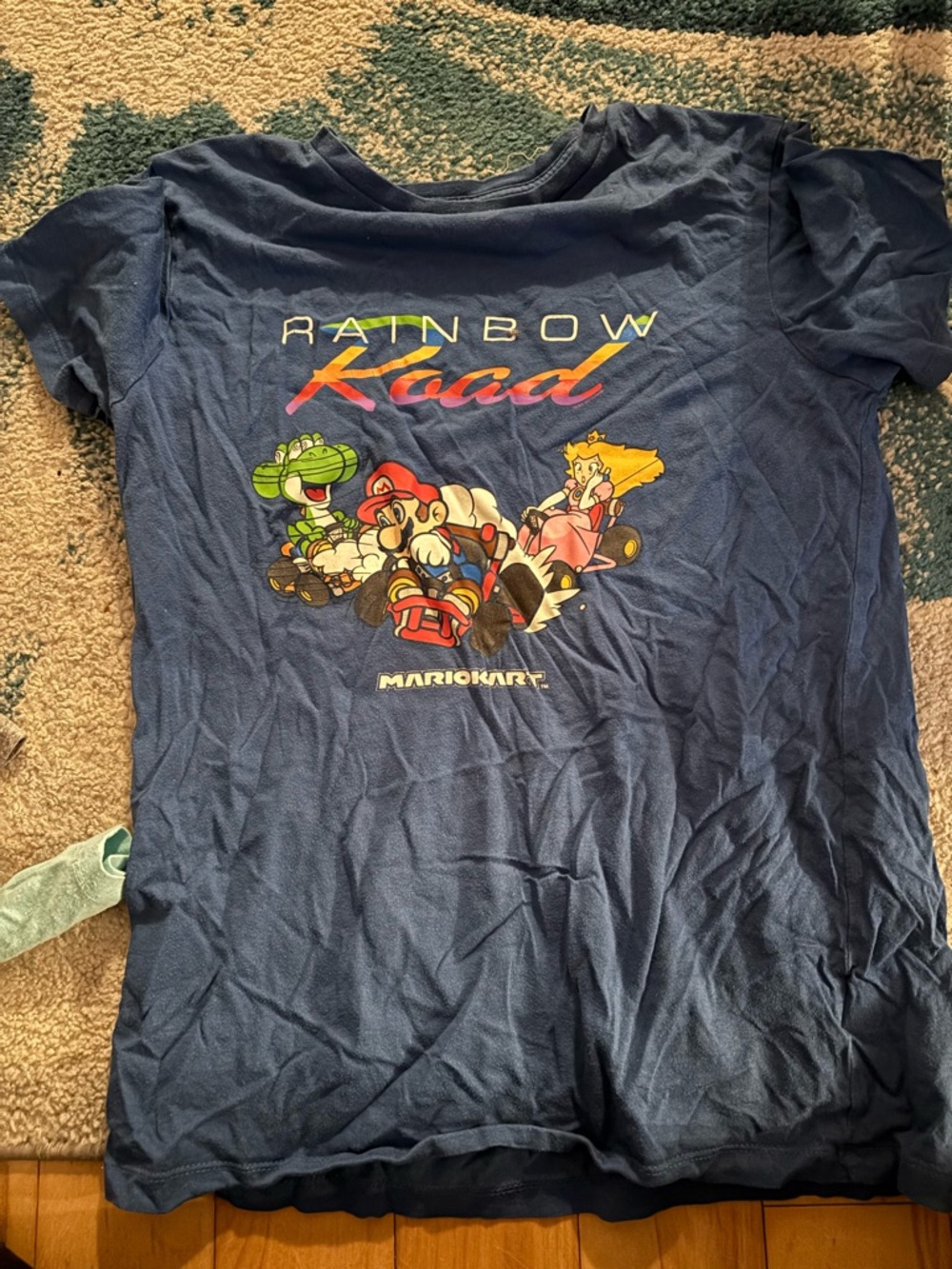 Old Navy Navy Mario Kart Rainbow Road Graphic Tee